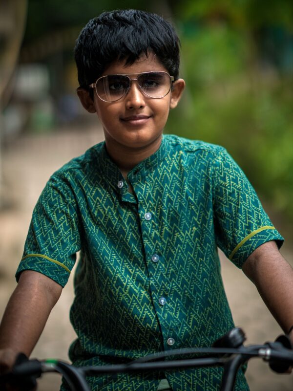 Green Handblock printed shirt