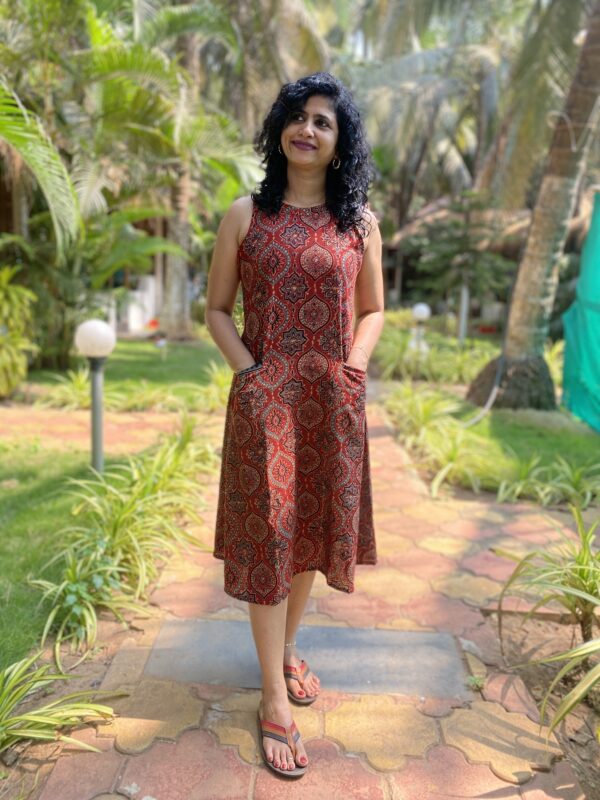 Ajrakh red dress as a casual wear