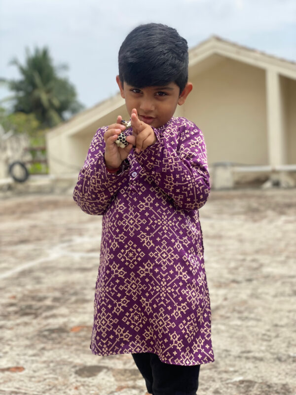Purple kurta in Mashru silk