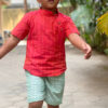 red handloom kurta for boys