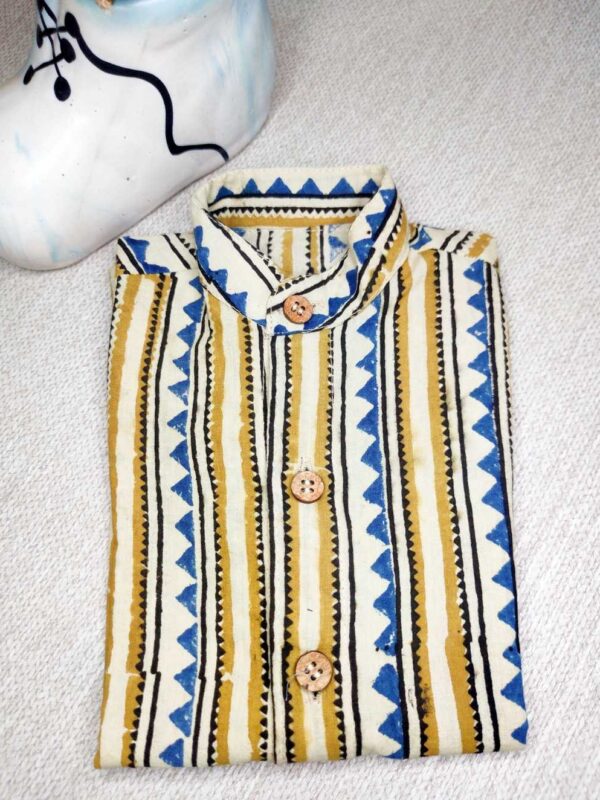Ajrakh shirt in beige colour for boys