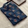 Blue ajrakh shirt for boys for festive occasions