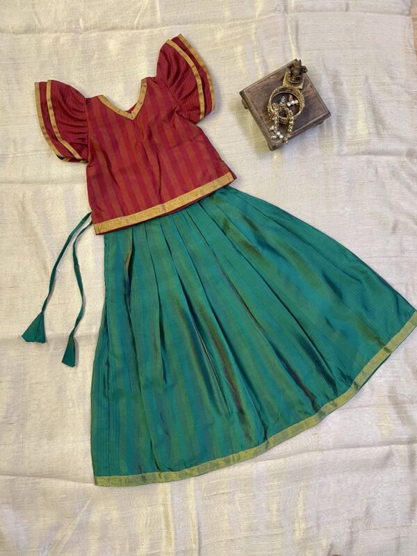 Captivating Colors for your little one -red and green pavadai sattai