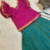 Little miss Sunshine in parrot green and pretty pink pavadai sattai
