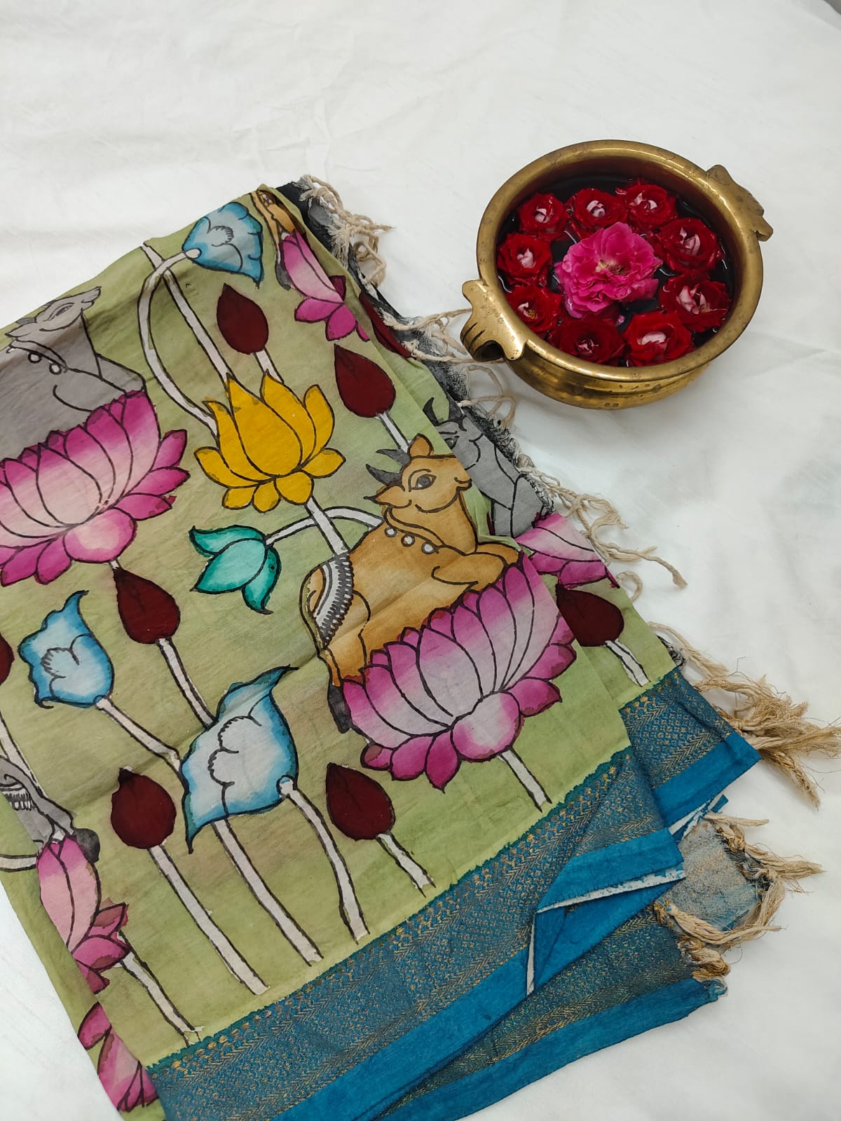 WhatsApp Image 2024-07-22 at 12.25.20 PM Light green pen kalamkari silk dupattah