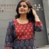 Ajrakh kurta with beautiful hand embroidery