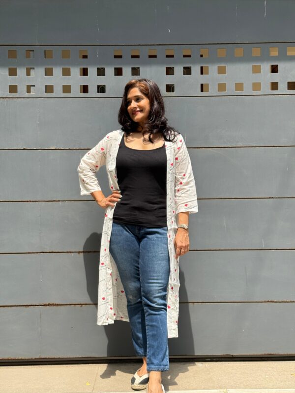 White shrug, cotton shrug