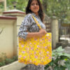 Yellow quilted cotton tote bag