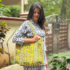 Yellow quilted cotton tote bag